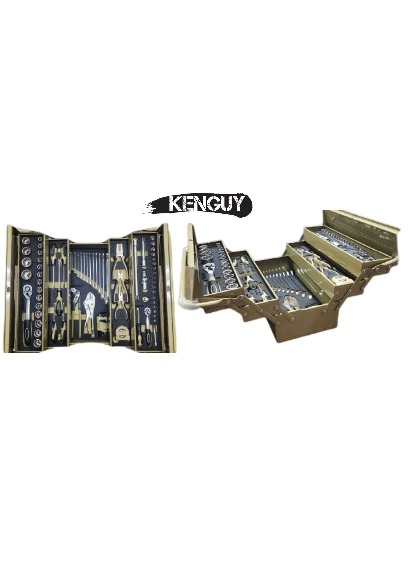 Kenguy Khaki 76Pcs Cantilever Toolbox Set
